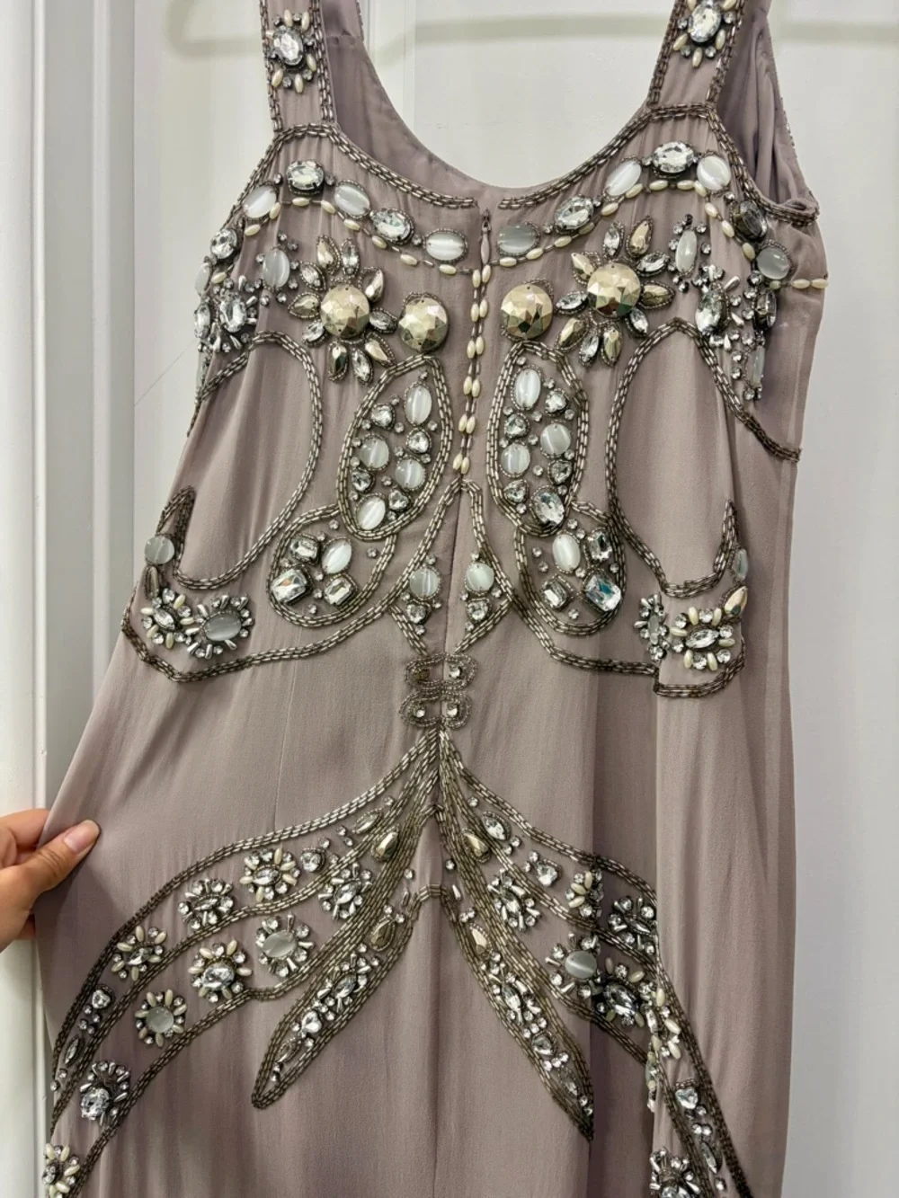 100% Silk Beaded Sleeveless Dress - Picture 4 of 7